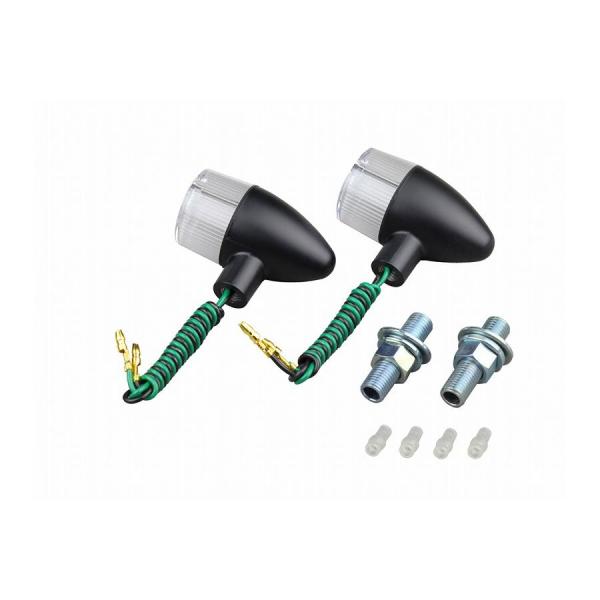 [特価品]ポッシュフェイス クラシカル砲弾ウインカー 2個入り ブラック/クリア シングル球 095...