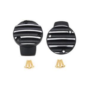 Motone(モートーン) スロットルボディカバー リブ ブラック/ポリッシュ T120 (16-25) スラクストン Thruxton1200/R/RS (16-24) Bobber (17-25) MMU016｜plot-store2