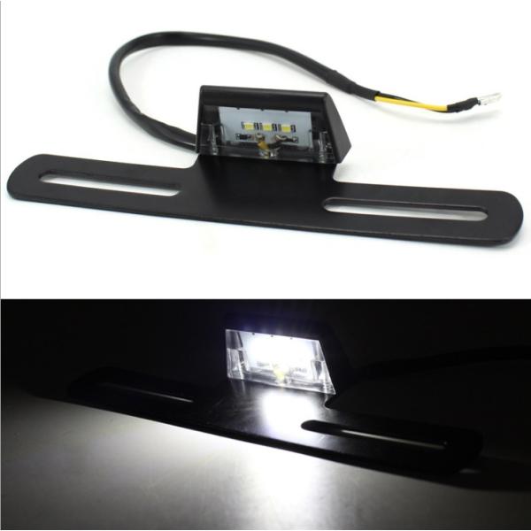 新バージョン　バイク用　LEDナンバー灯付きナンバーステー　ライセンスプレート