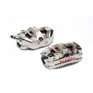 brembo (ブレンボ) GP4-MS ラジアル CNC モノブロック 4P キャリパー ニッケルコーティング レッドロゴ 左右セット Φ30 取付ピッチ:100mm 220-D600-50の商品画像