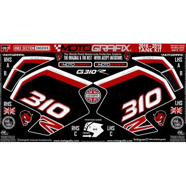 モトグラフィックス ボディパッド KNEE BMW G310R 16-19 MT-KB025KR