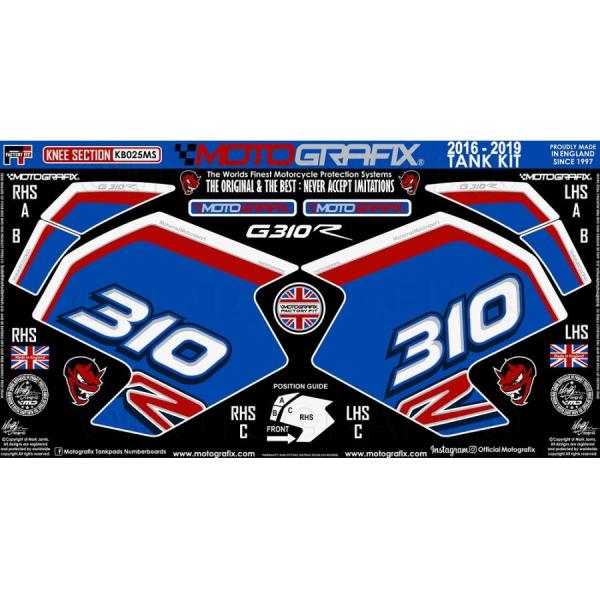 モトグラフィックス ボディパッド KNEE BMW G310R 16-19 MT-KB025MS