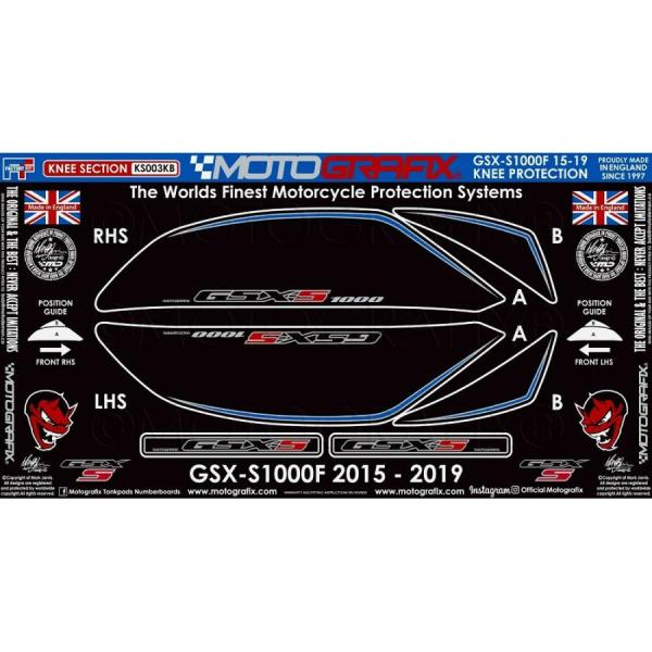 モトグラフィックス ボディパッド KNEE GSX-S1000/F 15-19 MT-KS003KB
