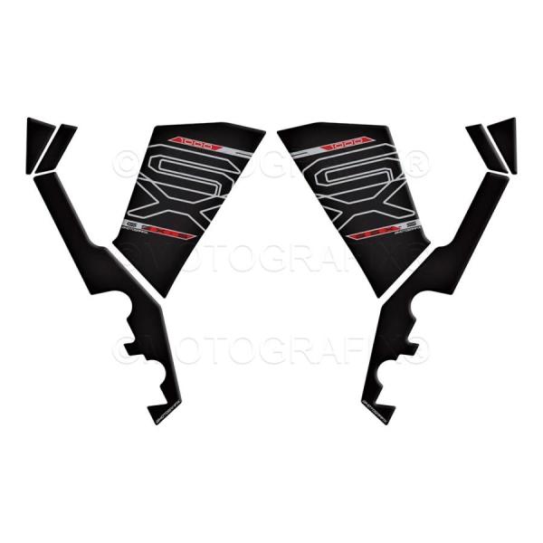 モトグラフィックス フロントフェンダー シールド ブラック/グレー/レッド/シルバー SUZUKI ...
