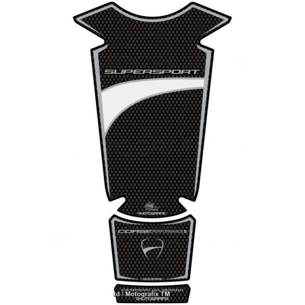 モトグラフィックス タンクパッド カーボン/ホワイト DUCATI Supersport 16-17...