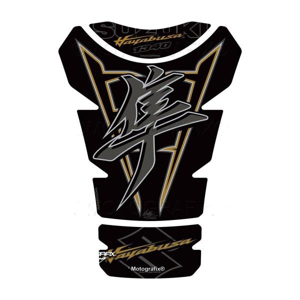 モトグラフィックス タンクパッド ブラック/グレー/ゴールド GSX1300R隼 MT-TS037K...