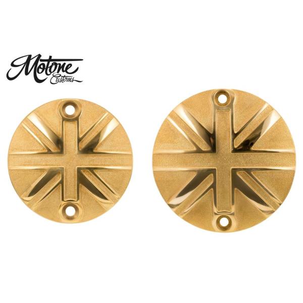 Motone(モートーン) エンジンバッジセット ユニオンジャック ブラス T100/T120 Sp...