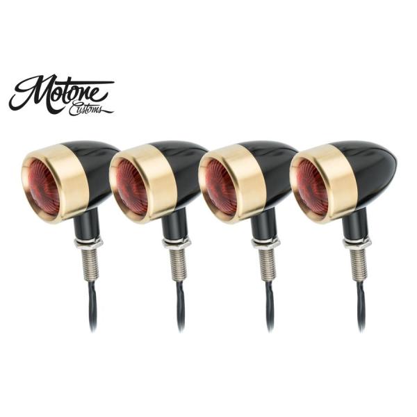 Motone(モートーン) ウインカーセット アルミビレット ブラック/ブラス 4個 M10 汎用 ...