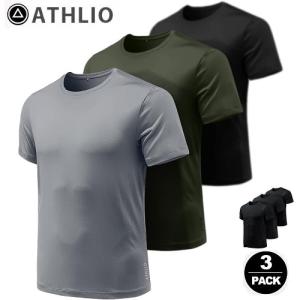 アスリオ Tシャツ 半袖 3枚セット スポーツウェア ランニング トレーニング アウトドア メンズ スポーツシャツ オールシーズン UVカット 吸汗速乾  ATHLIO CTS10｜plum-net