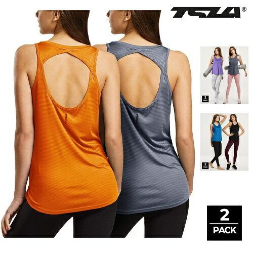 テスラ TESLA レディース タンクトップ ヨガウェア スポーツウェア ノースリーブ シャツ 2枚...