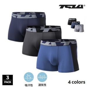 テスラ ボクサーパンツ メンズ 3枚セット 吸汗速乾 通気性 ボクサーブリーフ スポーツ アンダーウェア 前閉じタイプ  TSLA MBU30/31/35｜plum-net