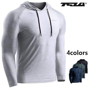 テスラ TESLA スポーツ Tシャツ ランニングウェア トレーナー クルーネック ラグラン 長袖 Tシャツ スポーツシャツ メンズ 1枚単品  吸汗速乾  MTL73-1pcs｜plum-net