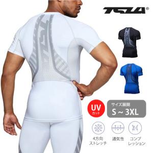 (テスラ)TESLA 半袖  スポ−ツシャツ ドライメッシュ UVカット・吸汗速乾・通気性 コンプレッションウェア  シャツ  MUB83｜plum-net