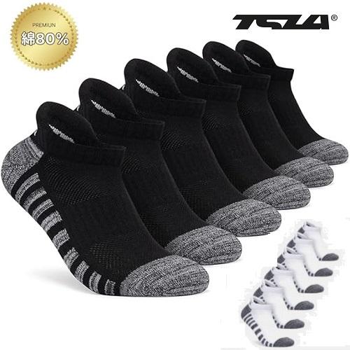 テスラ 綿80％ スポーツソックス 靴下 6足組 男女兼用 抗菌防臭 吸汗速乾 くるぶし ショート ...