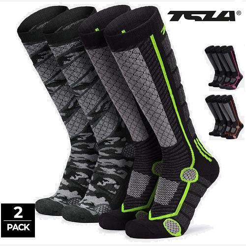 テスラ  スノーボード スキー 靴下 2足組 抗菌防臭 吸汗速乾 保温 冬用 スキーソックス アウト...