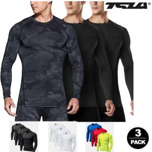 (テスラ)TESLA コンプレッションウェア メンズ 長袖 スポーツシャツ 3枚セット [UVカット・吸汗速乾] コンプレッション シャツ アンダーシャツ｜plum-net