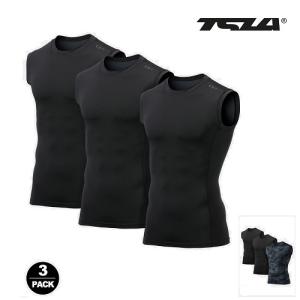 テスラ スポーツインナー ノースリーブ メンズ 3枚セット UVカット 吸汗速乾 タンクトップ コンプレッションシャツ スポーツ Tシャツ ベースレイヤー TSLA MUA25