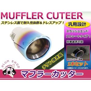 汎用 マフラーカッター シルバー 真円型 デュアル 2本出し ボルト付き