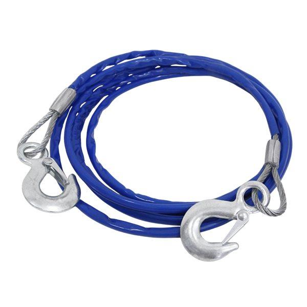 フック付き 牽引ロープ 4m 5t ワイヤーロープ レスキューロープ 牽引ロープ けん引 引き上げ ...