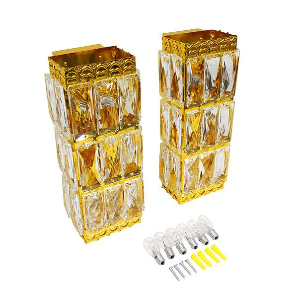 12V 24V 壁掛 シャンデリア 2個セット ゴールドメッキ BA15S 口金仕様 24面 角クリ...