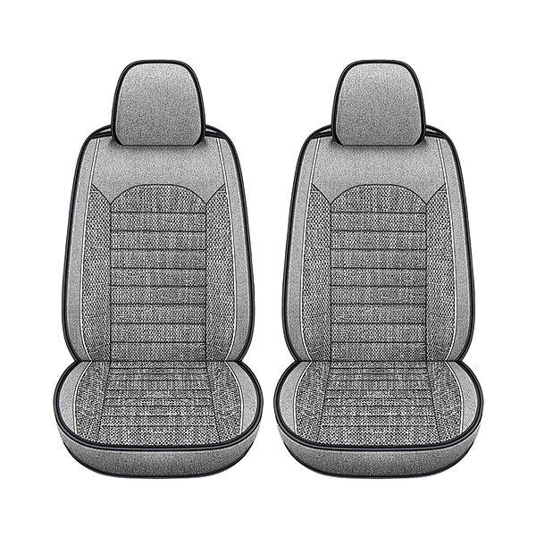 トヨタ ハイエース 100系 汎用 シートカバー 2席セット グレー リネン 前席 運転席 助手席 ...