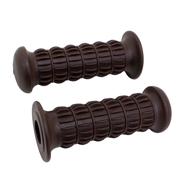 汎用 7/8インチ 22.2mm ハンドル用 Z2タイプ グリップ 左右セット ブラウン 非貫通タイ...