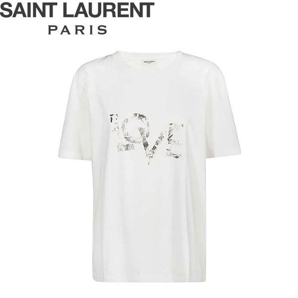 SAINT LAURENT PARIS サンローラン パリ LOVE レディース ラウンドネック 半...