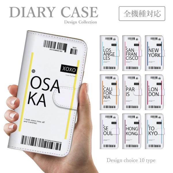 スマホケース Galaxy S20 SC-51A 手帳型ケース 韓国 空港 チケット カリフォルニア...