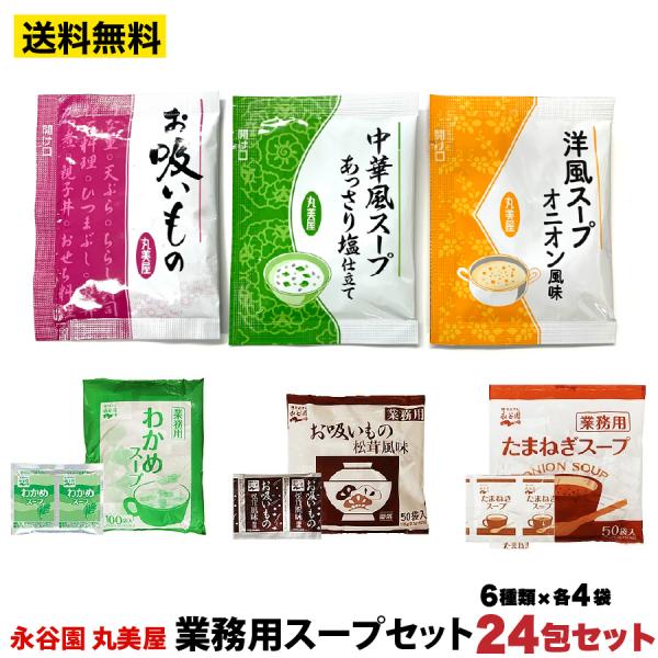 永谷園 丸美屋 業務用 スープ6種類 24包セット（各4包） ポスト投函便　送料無料　訳あリ　ポイン...
