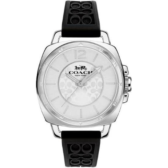 COACH ボーイフレンド 14503877 シルバー ロゴ ダイヤル ブラック シリコン バンド ...