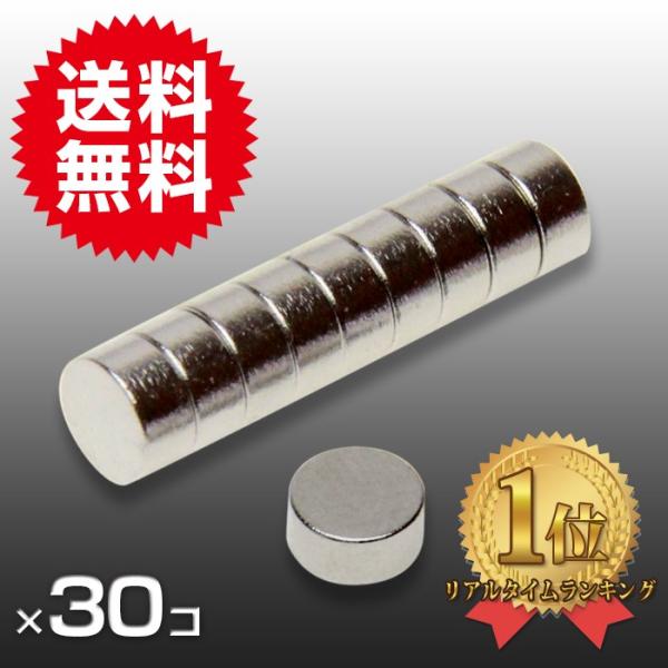 小さくても 超強力 磁石 30個セット 円柱形ネオジウム磁石 マグネット ６mm×３mm 鳩よけ