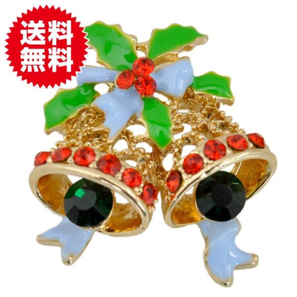 クリスマス ブローチ ベル 鐘 ラインストーン キラキラ パーティー コサージュ イベント 二次会 ...
