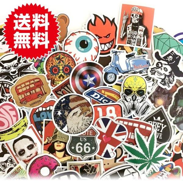 ステッカー 100枚セット 柄かぶりなし レトロステッカー アンティーク 防水 ビニール製 アメリカ...