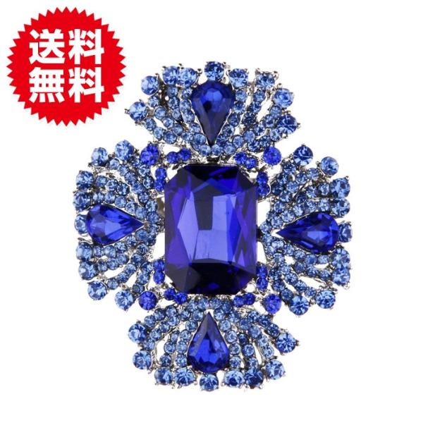 ゴージャス ブルー ピン ブローチ ビジュー キラキラ ラインストーン ブローチピン ストールピン ...