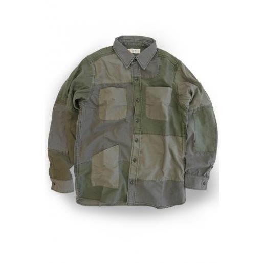 EATS　Used Patchwork Shirts_DENIM　パッチワークシャツ　オリーブ