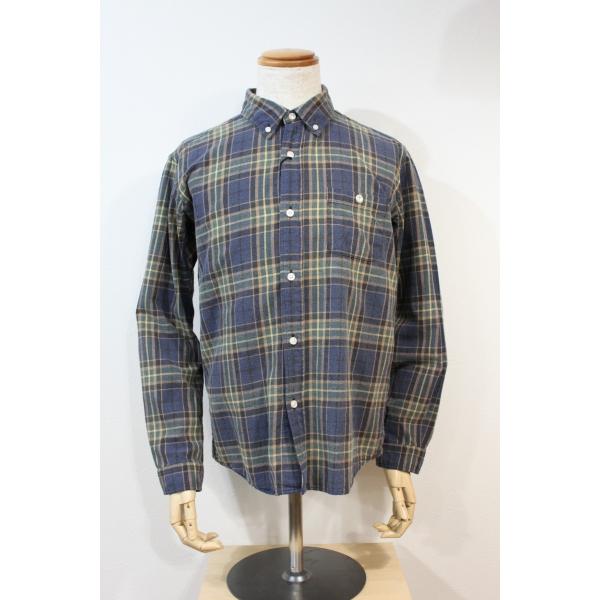 バーンズ　barns outfitters vintageウォッシュシャドウシャツ　コットンフランネ...
