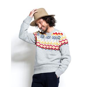 SEVESKIG(セヴシグ)　HANDLE JACQARD CREW NECK SWEATER