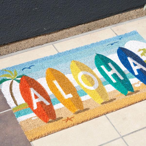 玄関マット WELCOME コイヤーマット 屋外 ALOHA SURF 滑り止め 店舗 おしゃれ ウ...