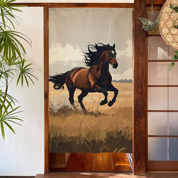 のれん 疾走 馬 うま 縁起物 85×150cm 洗面所暖簾 干支 縁起 業務用 店舗用 飲食店 シ...