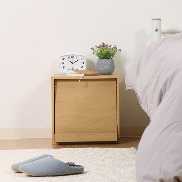 キューブボックス フラップ扉 シェルフ 収納ボックス 木製 ボックス 引き出し 扉付き 2段 本棚 ...