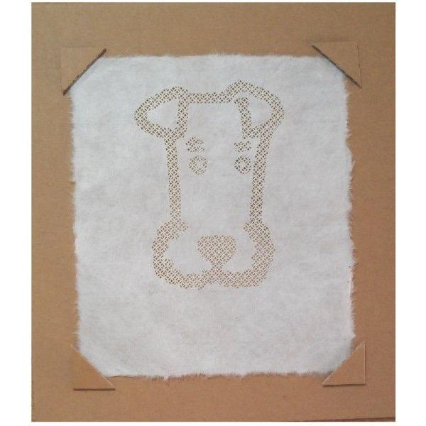 切り絵　和紙　ワイヤーフォックステリア