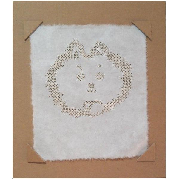 切り絵　和紙　ポメラニアン