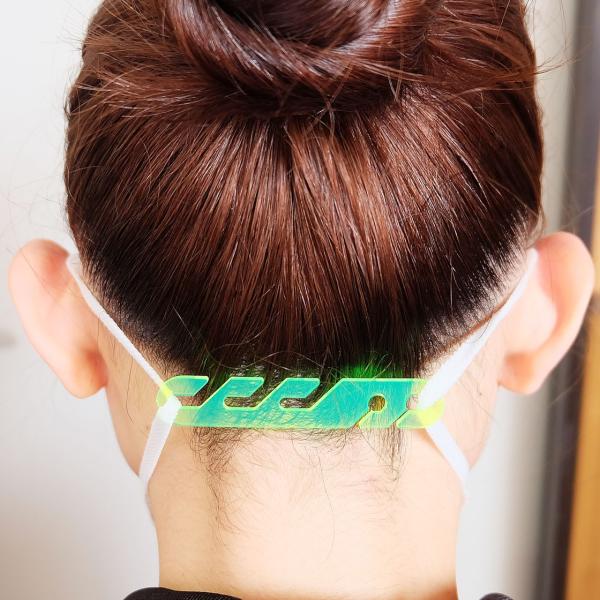 アクリル製　マスククリップ　蛍光カラー　５点セット（ピンク・オレンジ・グリーン・クリア）