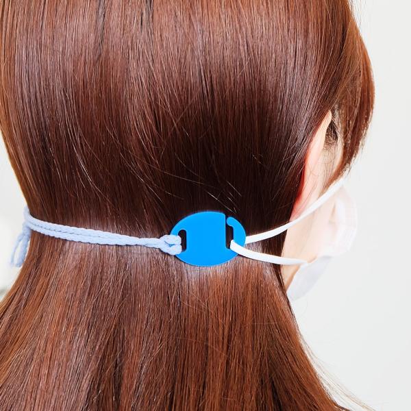 アクリル製　ひも付きマスクフック　スポーティ  ４点セット（ブルー・ブラック・グレー）