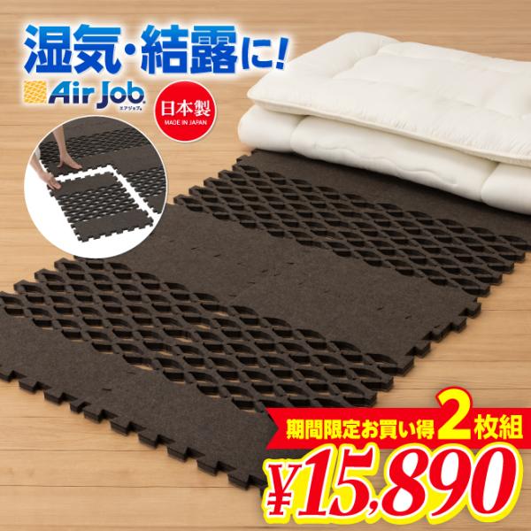 爆買 2個 すのこ型 吸湿マット 湿気 消臭 抗菌防臭 エアジョブ AirJob ブロックタイプ 6...