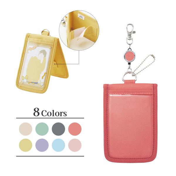 myfa カードスタンドケース ミファ 推し活 パスケース 持ち運び ICカード リール コーラルレ...