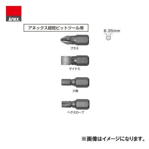 アネックス ANEX 溝付超短ビット(手動ドライバー用)(−6×19) AK-51P-6X19