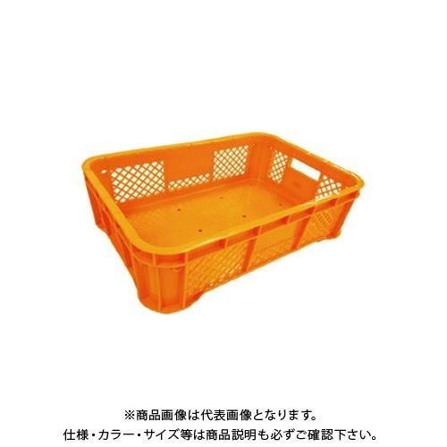 (送料別途)(直送品)安全興業 ハーフコンテナ 平底 オレンジ 520×365×158mm (10入...