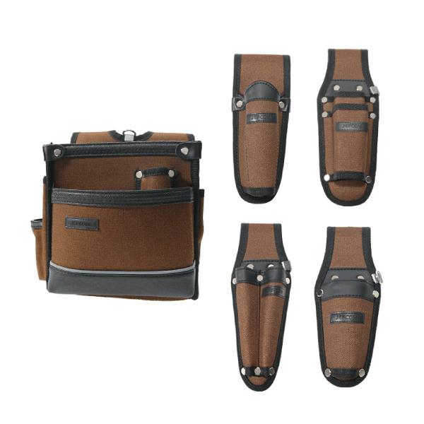 ジェフコム JEFCOM アルトモデル腰袋(スタンダード) ホルダーセット ブラックキャメル 5点セ...