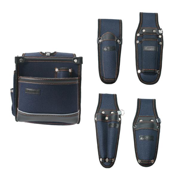 ジェフコム JEFCOM アルトモデル腰袋(スタンダード) ホルダーセット デニムブルー 5点セット...